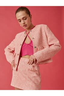 Мини-шорты-юбка с каменными деталями Koton, розовый