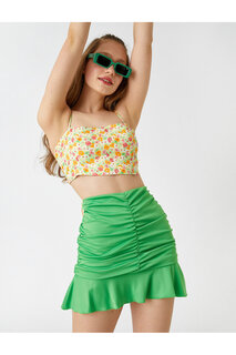 Мини-юбка со сборками Koton, зеленый