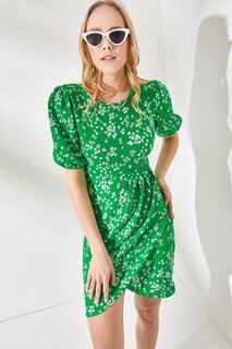 Женское мини-платье с юбкой с запахом травяного зеленого цвета Olalook, зеленый