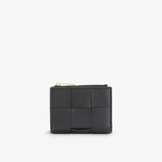 Кожаный кошелек Intrecciato с тисненым логотипом Bottega Veneta, черный