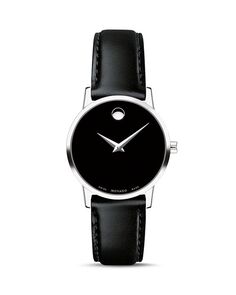 Часы Museum Classic с черным кожаным ремешком, 28 мм Movado, цвет Black