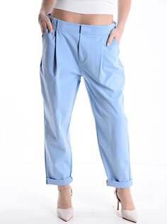 Хлопковые брюки с карманами на резинке, светло-синий NO Brand