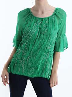Вышитая шелковая блузка, цвет Jade NO Brand