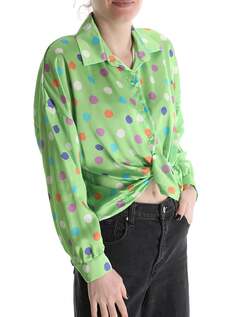 Рубашка в горошек с узлом, зеленый NO Brand