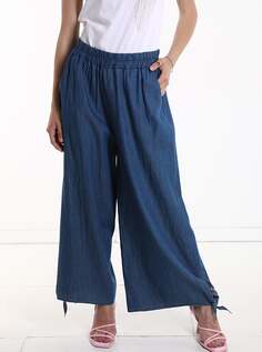 Джинсовые хлопковые брюки с карманами на резинке, цвет Prussian blue NO Brand