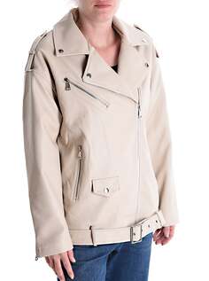 Байкерская куртка из искусственной кожи с поясом на молнии, цвет Linen NO Brand