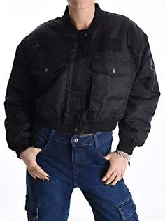Куртка-бомбер с карманами на молнии, черный NO Brand