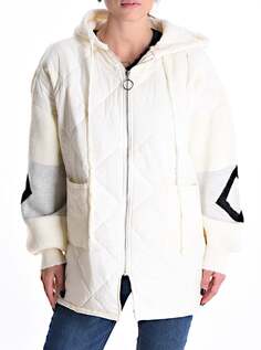 Стеганая куртка-пуховик с карманами и капюшоном на молнии, белый NO Brand
