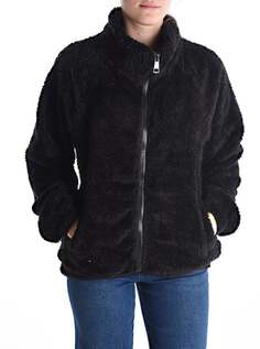 Куртка из искусственного меха с карманами на молнии, черный NO Brand