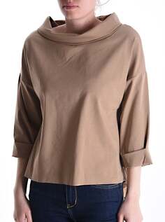 Хлопковая блузка с рукавом 3/4, коричневый NO Brand