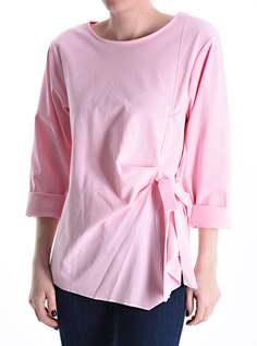 Хлопковая блузка с бантом на рукаве 3/4, розовый NO Brand