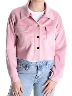 С воротником Куртка на пуговицах с карманами, пыльно-розовый NO Brand