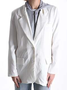 Пиджак на подкладке с капюшоном на пуговицах и молнии, белый NO Brand