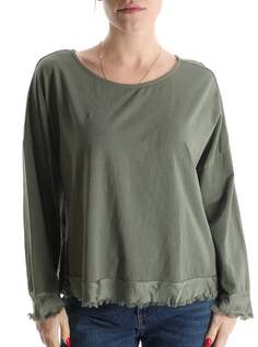 Хлопковая блузка с необработанным краем и пуговицами, зеленый NO Brand