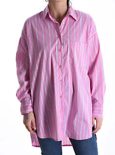 Полосатая хлопковая рубашка, розовый NO Brand