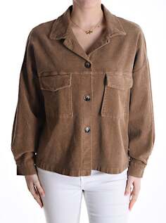 Хлопковая куртка в бархатную рубчику на пуговицах с карманами, коричневый NO Brand