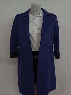 Замшевое пальто дастер с карманами, темно-синий NO Brand