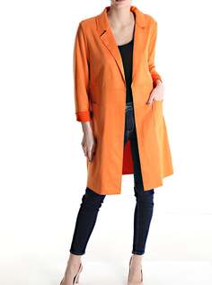 Замшевое пальто дастер с карманами, оранжевый NO Brand