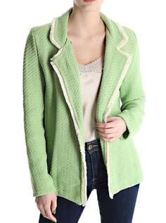 Твидовый хлопковый пиджак с бахромой, светло-зеленый NO Brand