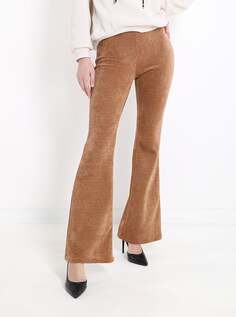 Расклешенные бархатные брюки, коричневый NO Brand