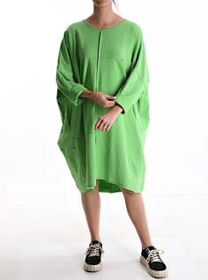 Хлопковое платье с длинными рукавами и карманами, светло-зеленый NO Brand