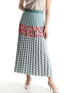 Длинная хлопковая юбка со складками и рисунком на резинке, светло-васильковый NO Brand