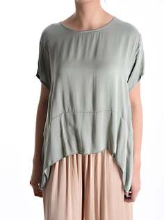 Асимметричная блузка с короткими рукавами, зеленый NO Brand