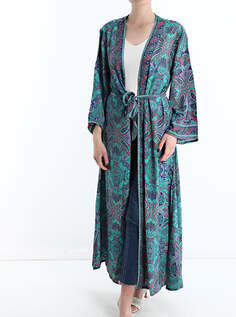 Шелковое кимоно, темно-зеленый NO Brand