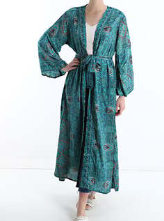 Шелковое кимоно, изумрудно-зеленый NO Brand