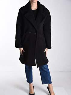 Двубортное пальто с карманами на подкладке, черный NO Brand