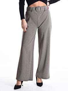 Широкие брюки в горошек с поясом и карманами, бледно-коричневый NO Brand