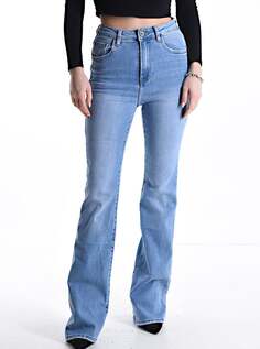Расклешенные хлопковые джинсы с завышенной талией и карманами, деним NO Brand