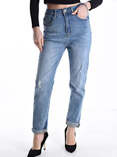 Хлопковые джинсы с высокой талией и карманами, деним NO Brand