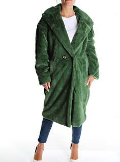 Пальто на пуговицах с карманами, темно-зеленый NO Brand