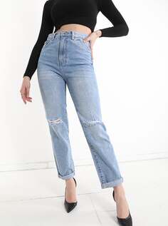 Хлопковые джинсы с карманами, светло-васильковый NO Brand