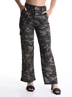 Хлопковые брюки с камуфляжным принтом и завышенной талией, с карманами, цвет Greenwood NO Brand