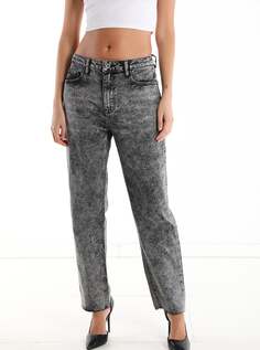 Хлопковые джинсы с карманами и бахромой, серый NO Brand