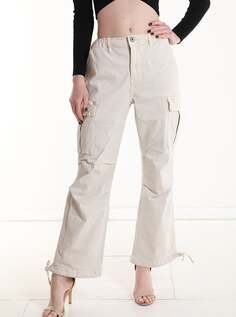 Хлопковые джинсы с карманами на резинке, цвет Titanium white NO Brand
