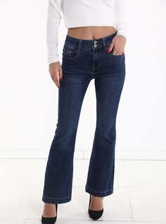 Расклешенные хлопковые джинсы с карманами, цвет Prussian blue NO Brand
