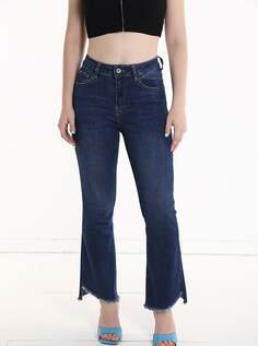 Расклешенные хлопковые джинсы, синий NO Brand