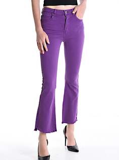 Хлопковые джинсы с карманами и бахромой, фиолетовый NO Brand