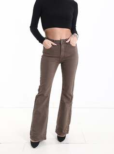 Расклешенные хлопковые джинсы скинни с завышенной талией и карманами, цвет Dove-grey NO Brand