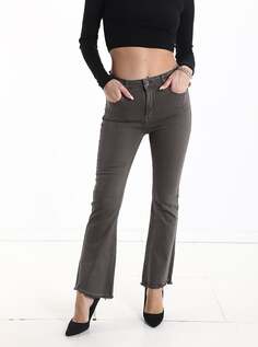 Расклешенные хлопковые джинсы скинни с необработанным краем и карманами, цвет Mud Brown NO Brand