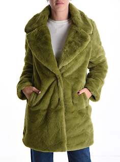 Пальто на пуговицах на подкладке с карманами, зеленый NO Brand