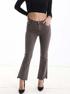 Расклешенные хлопковые джинсы скинни с необработанным краем и карманами, цвет Dove-grey NO Brand