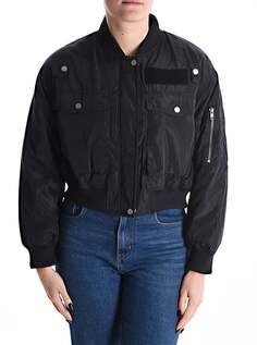 Куртка-бомбер на пуговицах на молнии с карманами, черный NO Brand