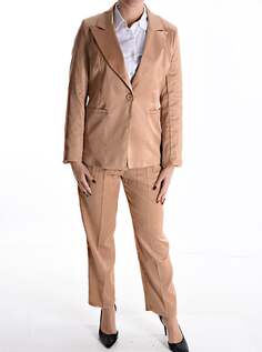 Атласный костюм с пуговицами, коричневый NO Brand
