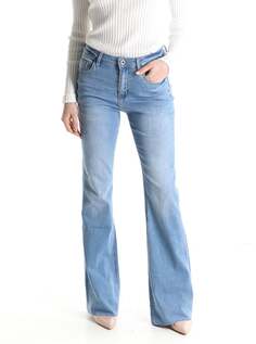 Расклешенные хлопковые джинсы с карманами, синий NO Brand