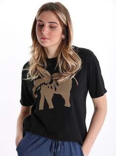 Хлопковая футболка с животным мотивом, золотой NO Brand