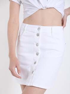 Хлопковая мини-юбка на пуговицах с карманами, белый NO Brand